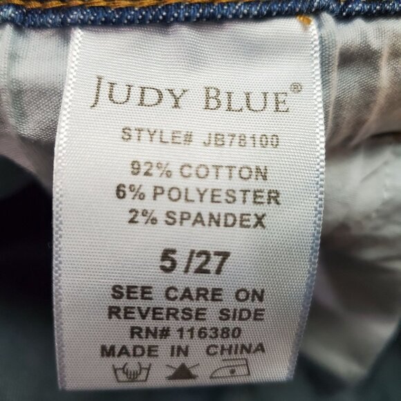Judy Blue Jeans Womens 5/27 Blue Capri Fit Distressed Cotton Blend Denim - Picture 4 of 10